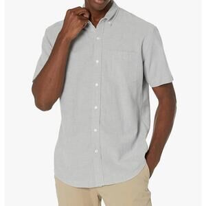 Amazon Essentials Oxford Shirt for Men Size XS Short Sleeve Light Gray NEW